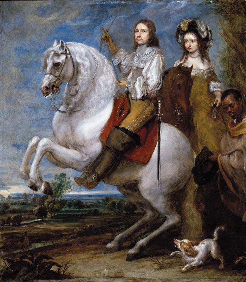 Equestrian Portrait Of A Couple by Gonzales Coques
